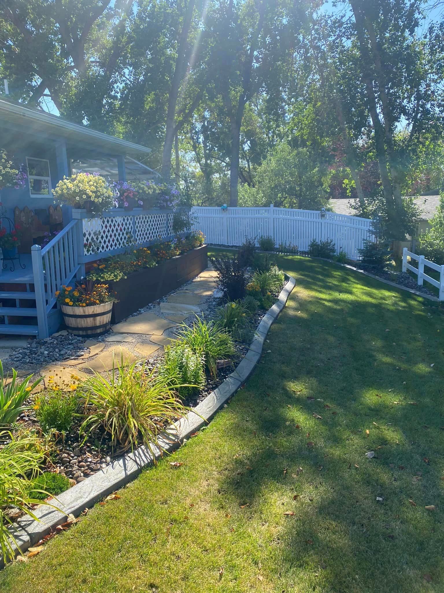 Custom landscape with rock pathway